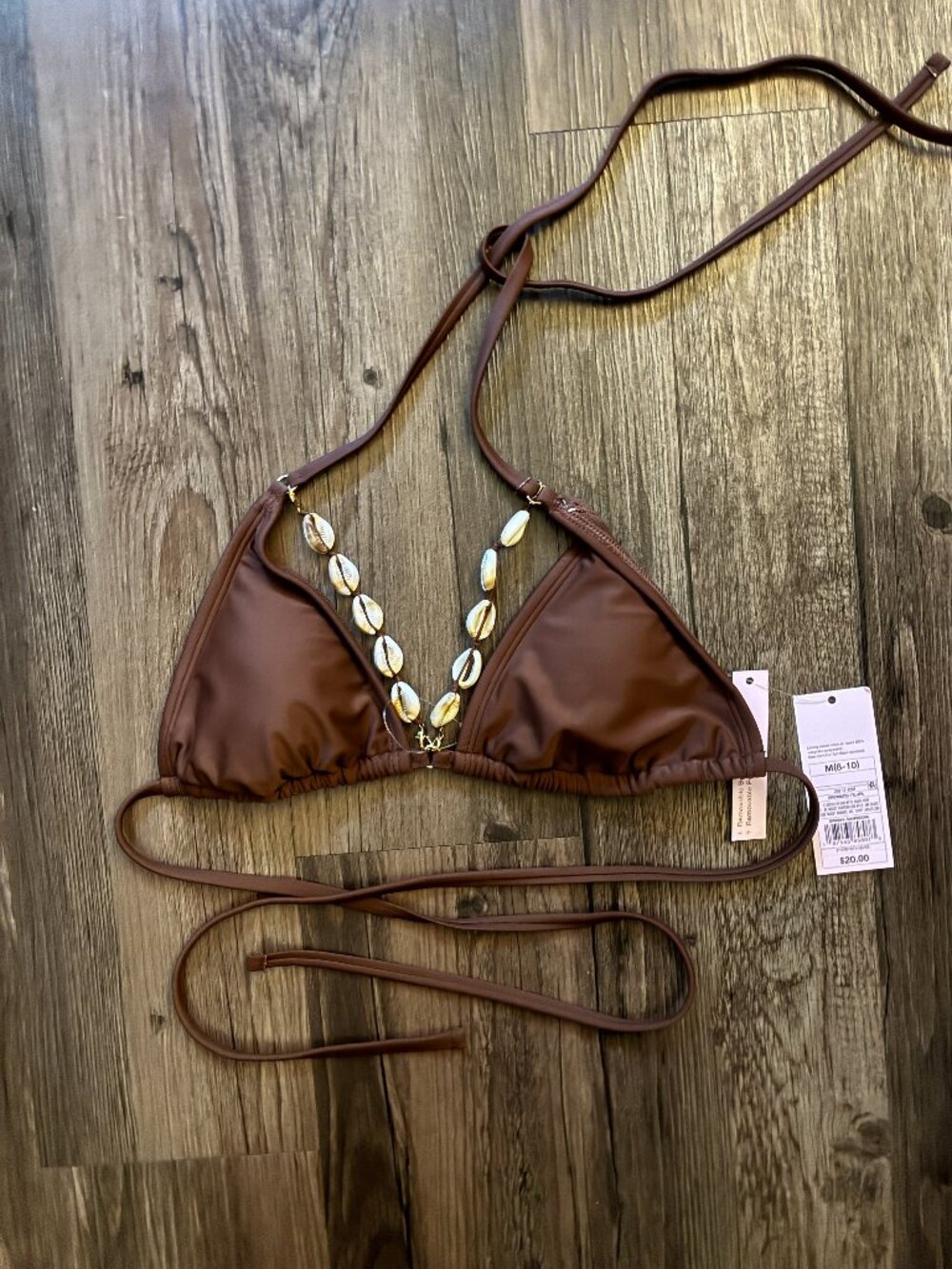 NWT Wild Fable Brown Shell Trim Bikini Top - Medium